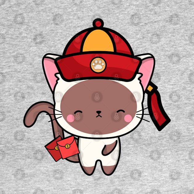 Cute White Cat ready for lunar new year by Pet Station